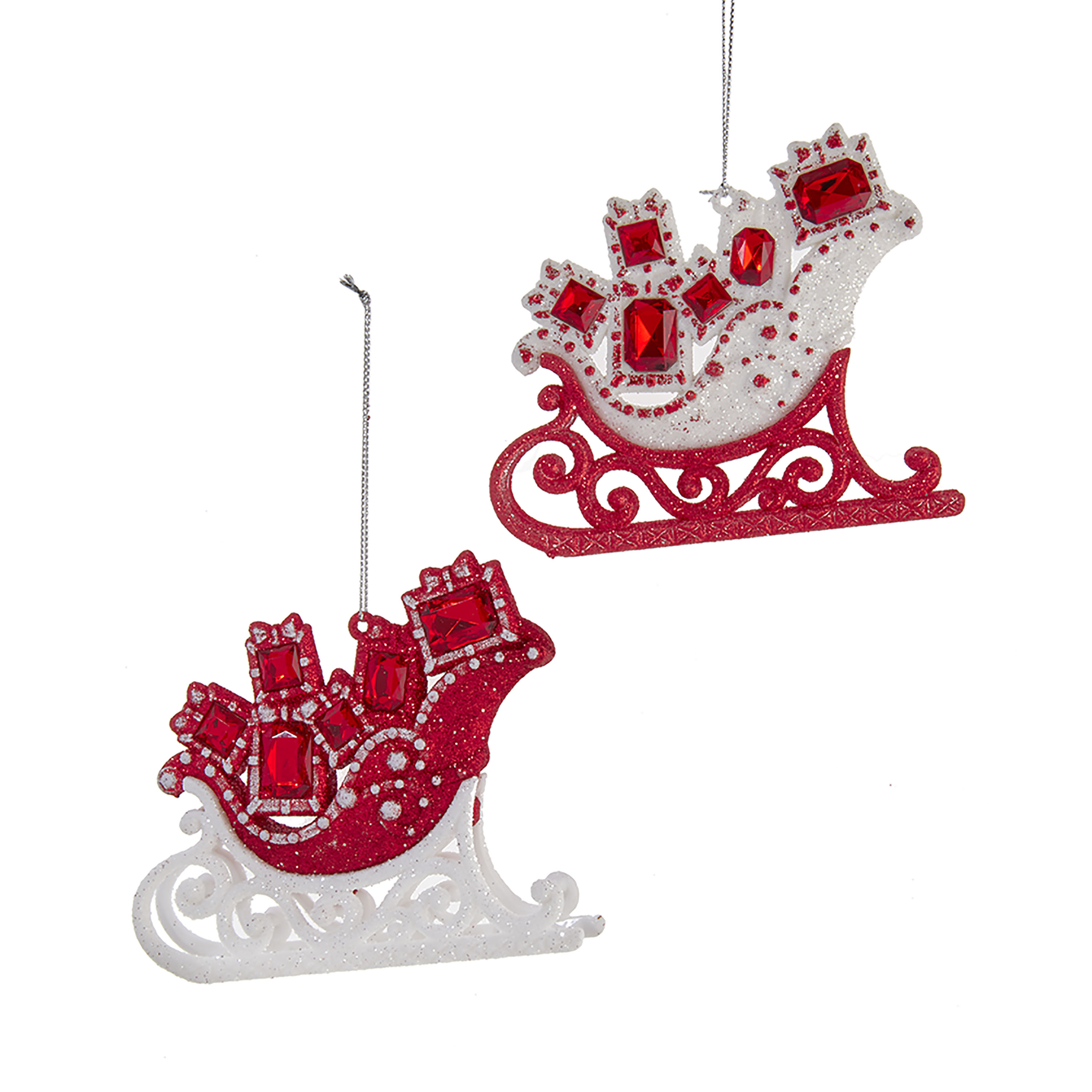 Kurt S. Adler Ornament rood wit plastic h9 cm - 