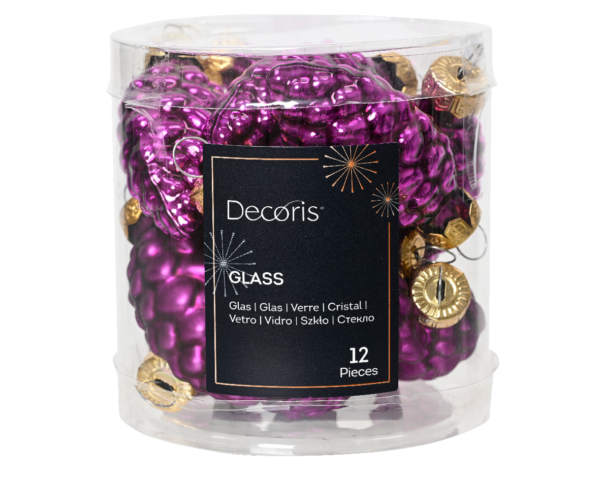 Decoris denappel glas d2.5h6 cm vlt 12st kerst - 