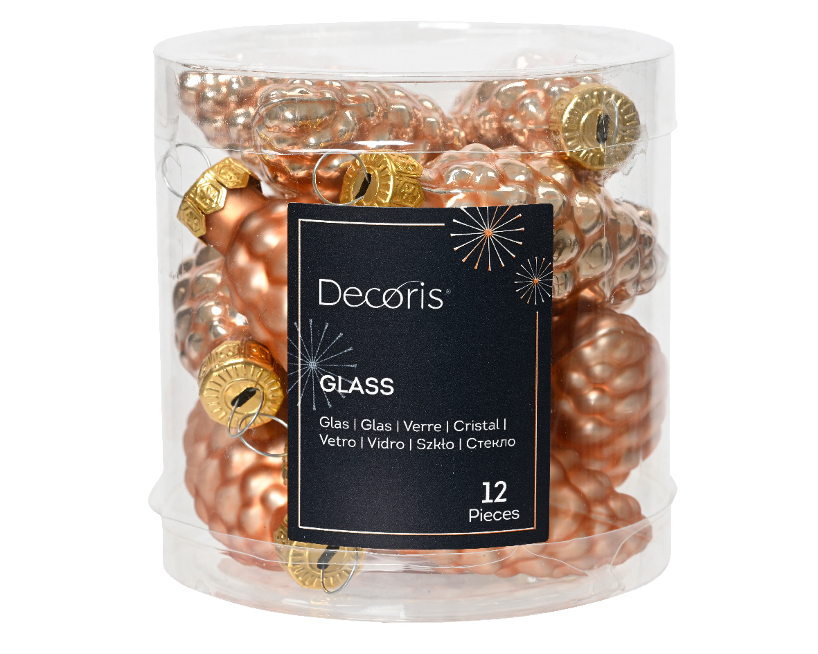 Decoris denappel gls d2.5h6 cm rose ass 12st kerst - 