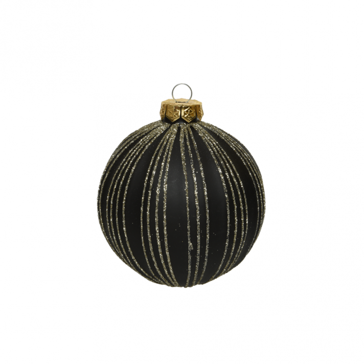 Decoris Kerstbal glas 3ass light gold veins black antique - 