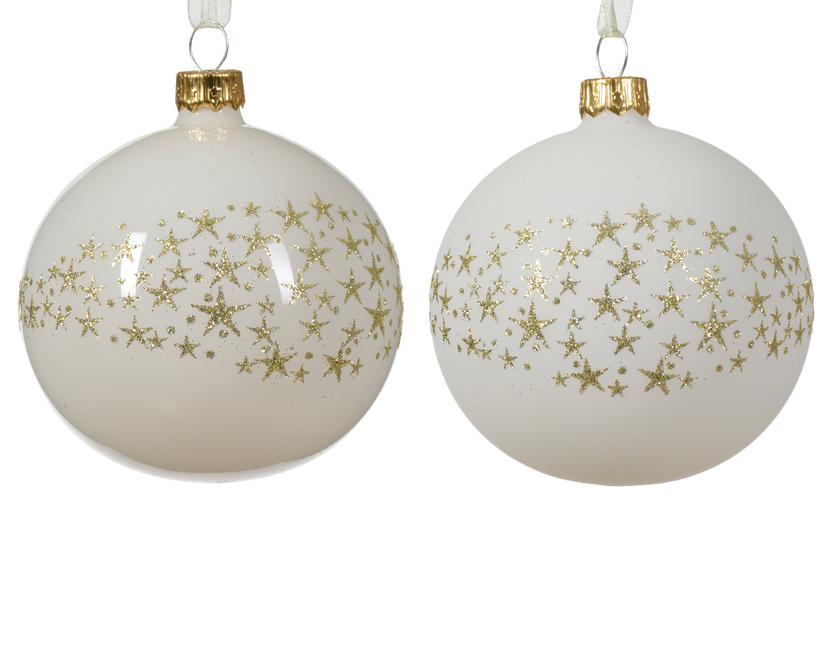 Decoris Kerstbal glas d8 cm wolwit a2 kerst - 