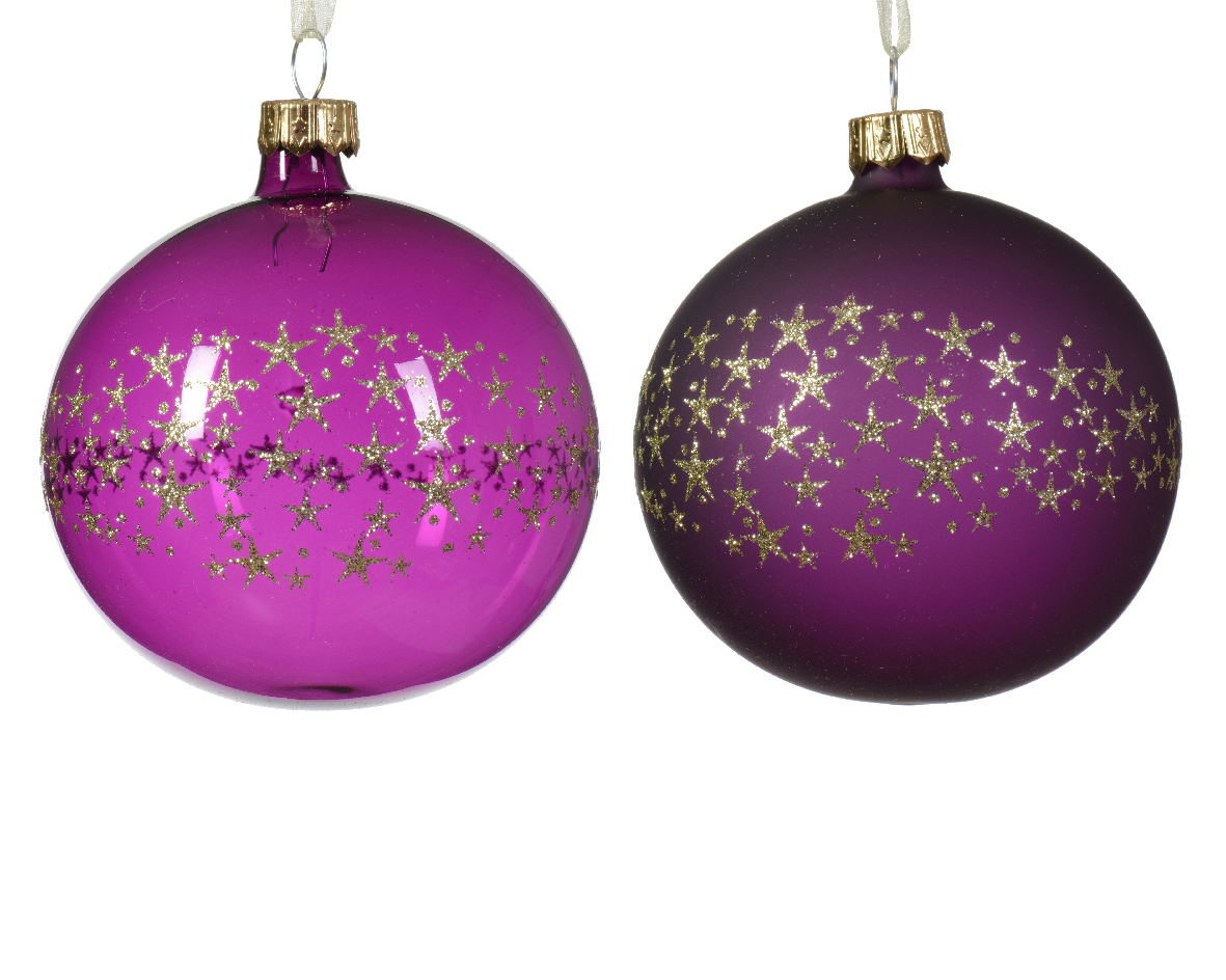 Decoris Kerstbal glas d8 cm violet a2 kerst - 