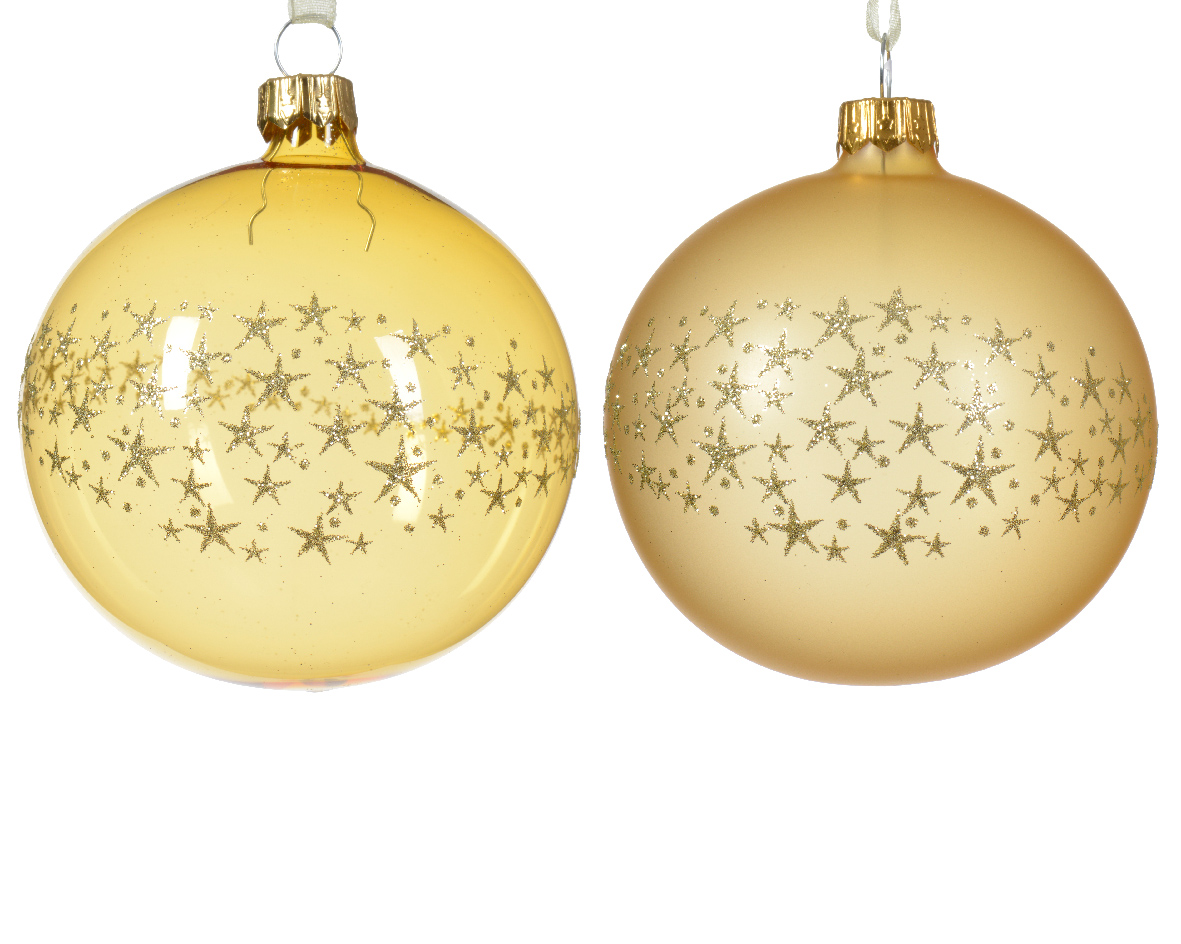 Decoris Kerstbal glas d8 cm licht goud a2 kerst - 