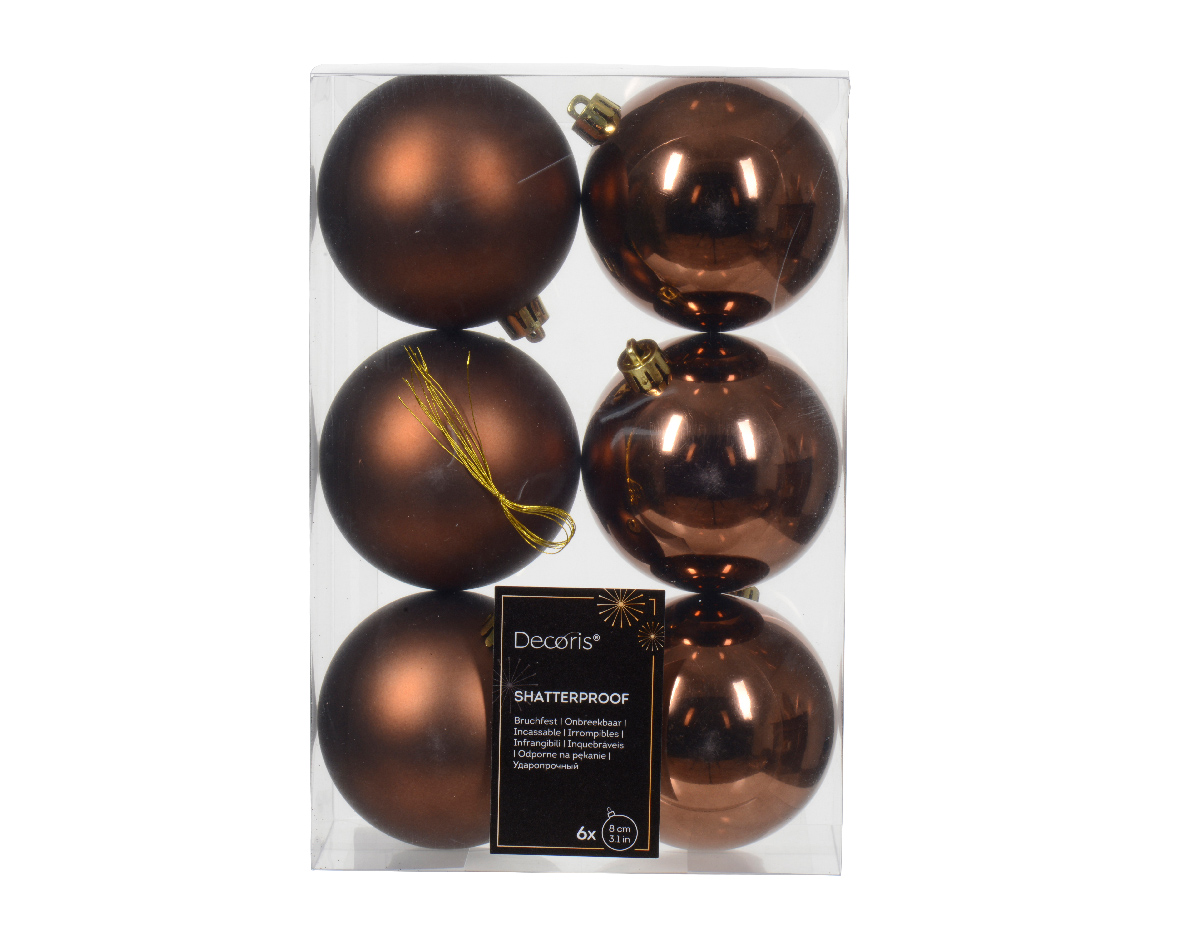 Decoris Kerstbal kunststof d8 cm esprss 6st kerst - 