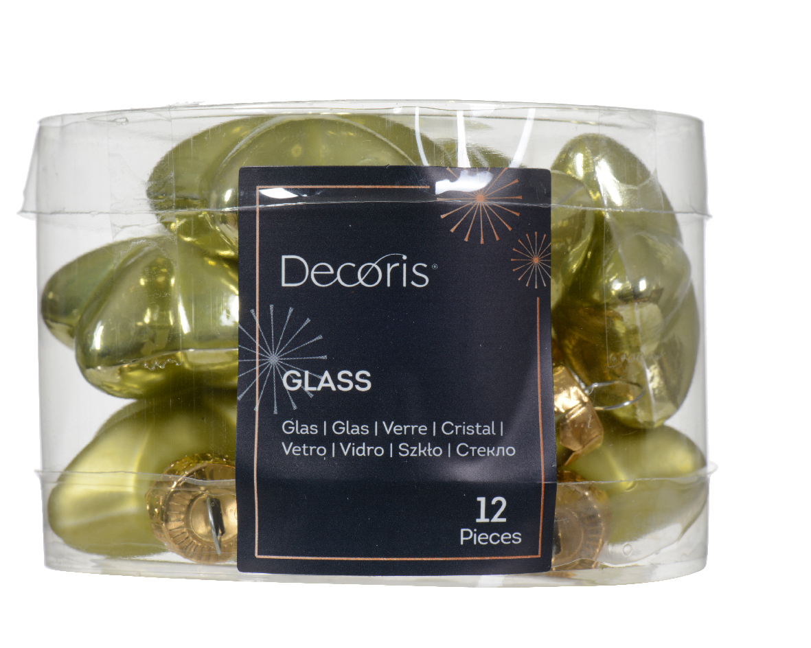 Decoris Ster glas l2b4.5h4 cm pstch ass 12st kerst - 