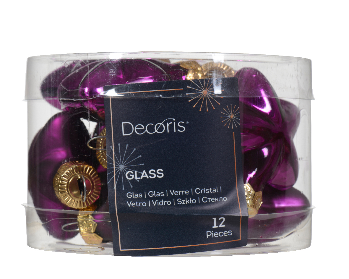 Decoris Ster glas l2b4.5h4 cm vlt ass 12st kerst - 