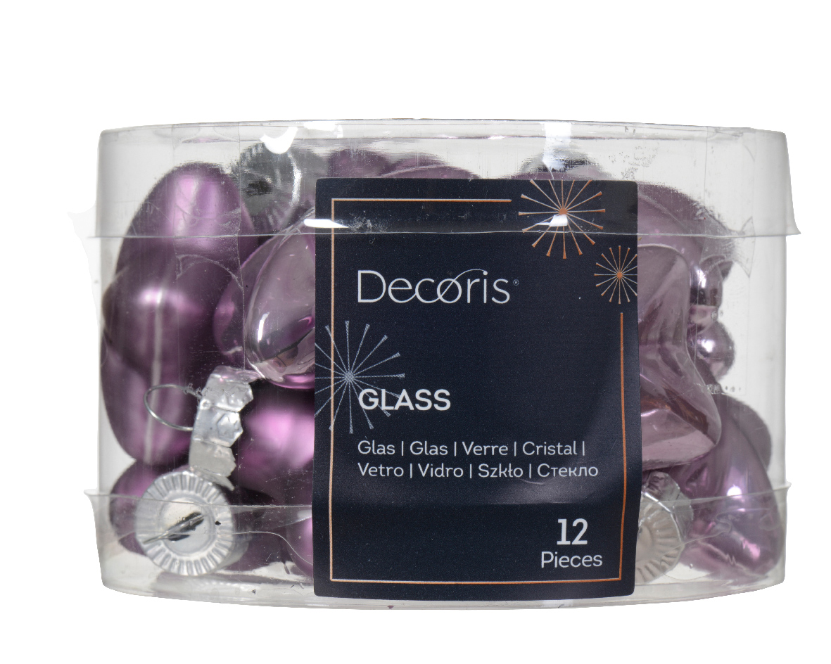 Decoris Ster glas l2b4.5h4 cm klila ass 12st kerst - 