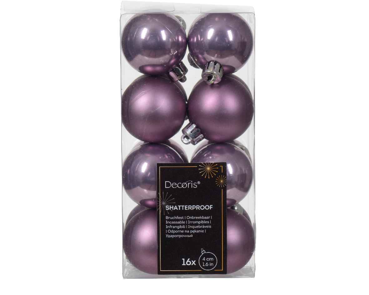 Decoris Kerstbal kunststof d4 cm klila 16st kerst - 