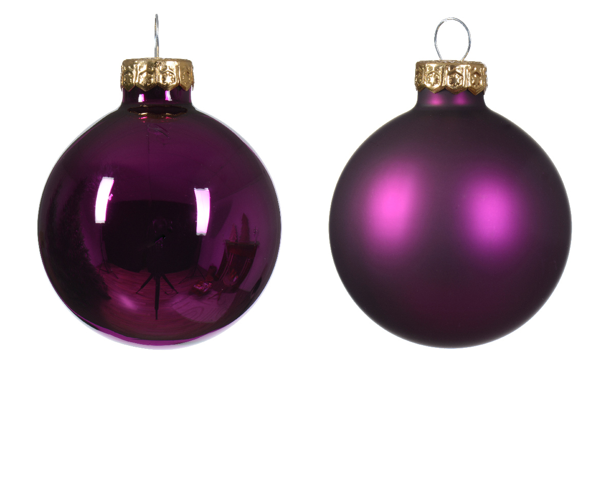 Decoris Kerstbal glas d5 cm violet ass 12st kerst - 