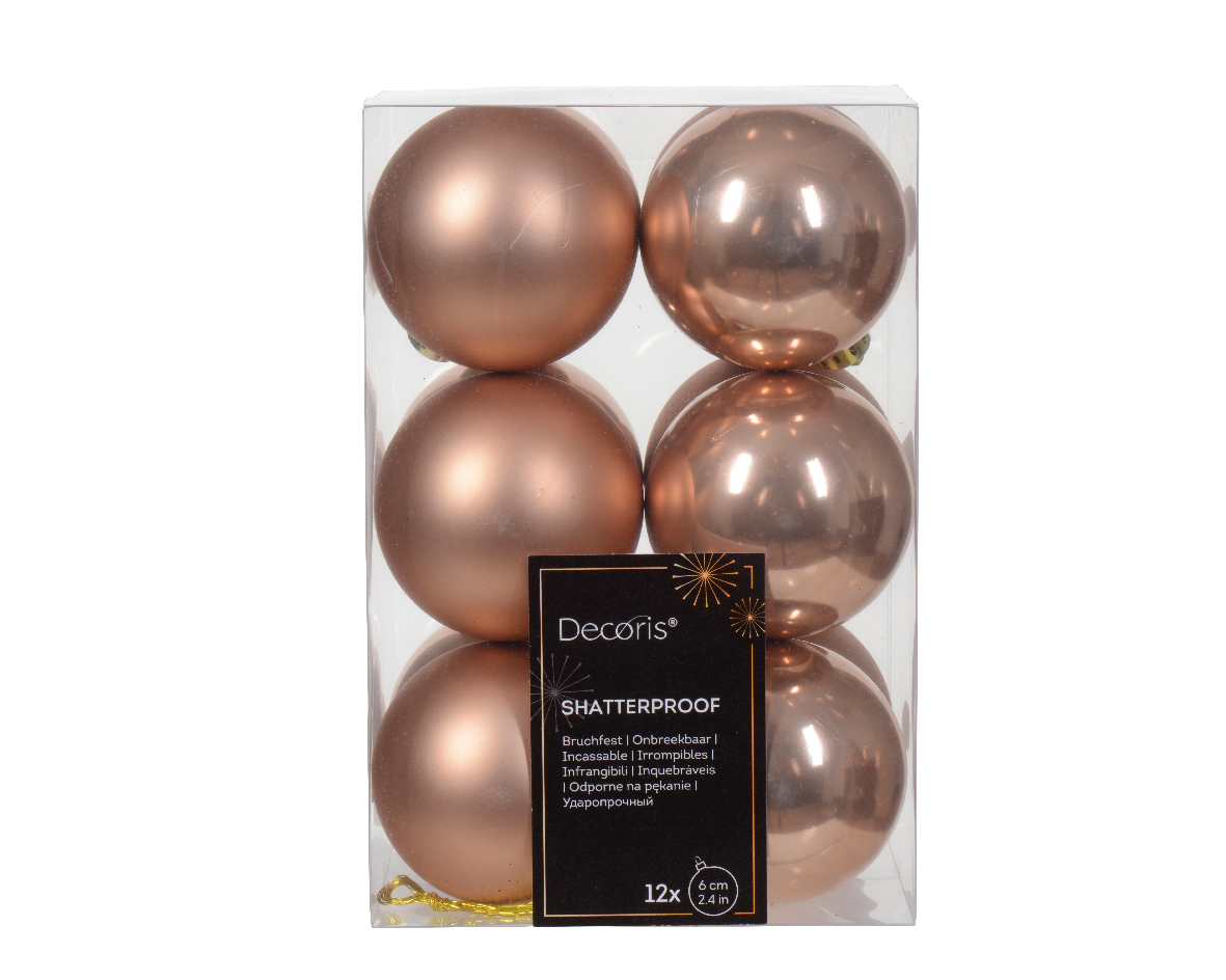 Decoris Kerstbal kunststof d6 cm rose 12st kerst - 