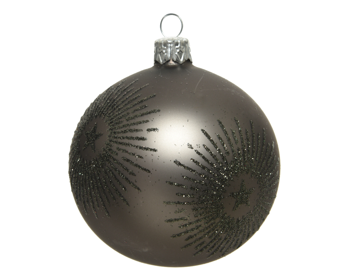 Decoris Kerstbal glas d8cm warm grijs - 