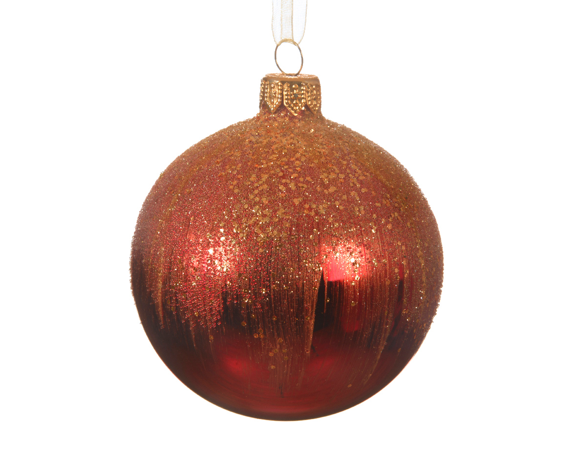 KSD Kerstbal glas d8cm kerstrood - 