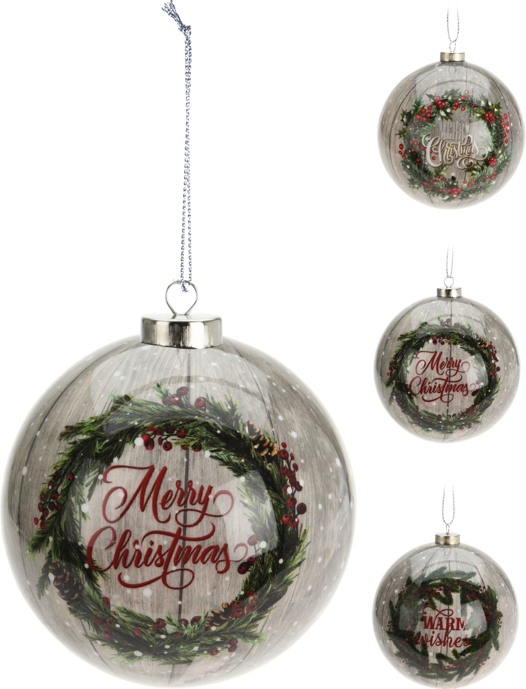 Nampook 5 stuks! Kerstbal 8 cm 3 assorti tekst design - 