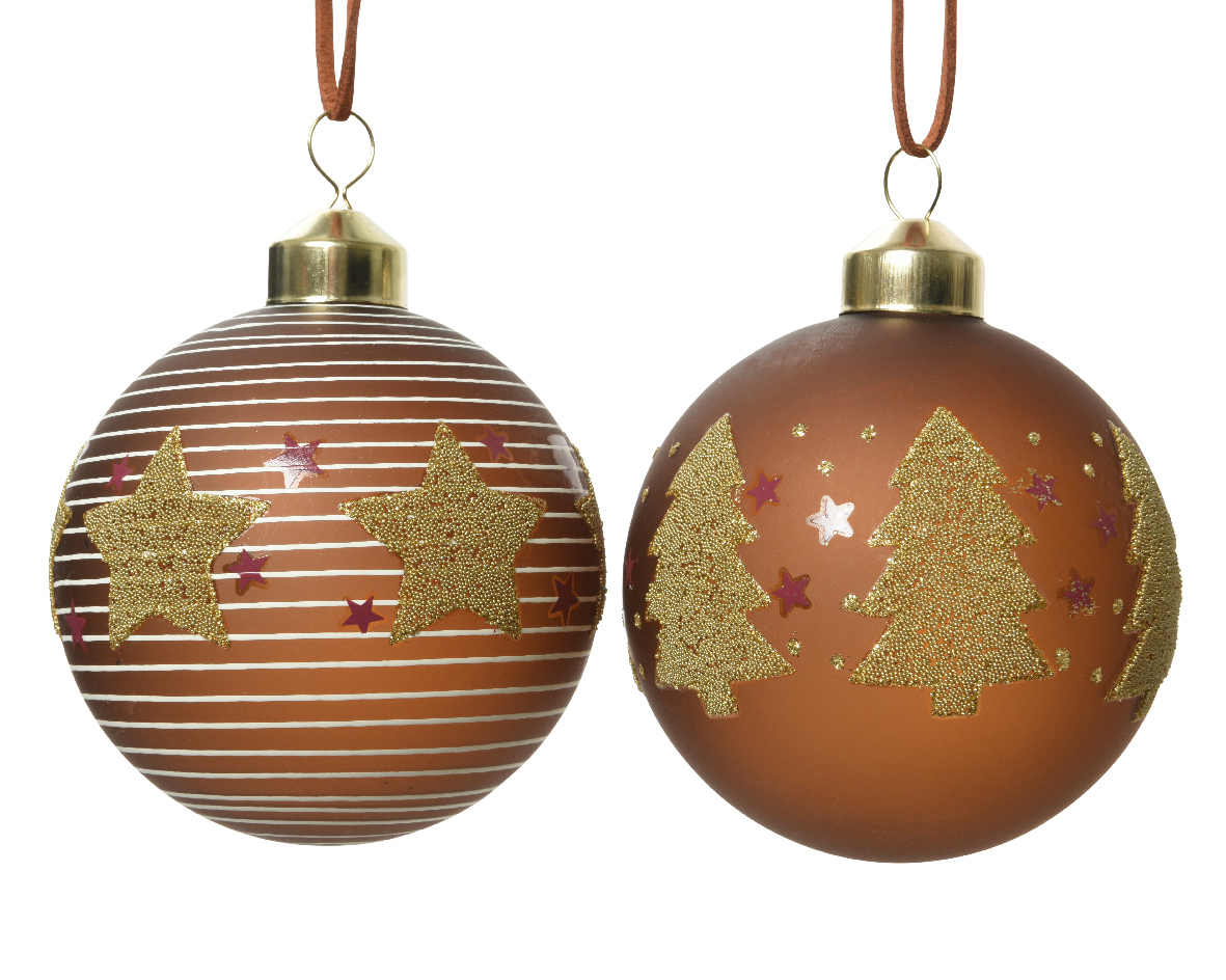 KSD Kerstbal glas d8cm kaneel 3st - 