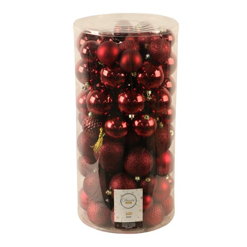 Decoris Kerstballen Mix 100 st. - Ossenbloed - 