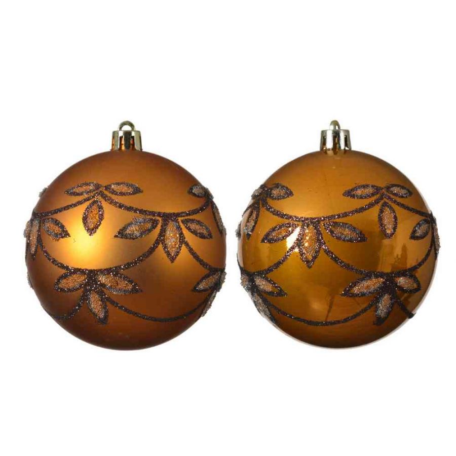 Decoris Kerstbal kunststof a2 with leaves shiny-matt - 