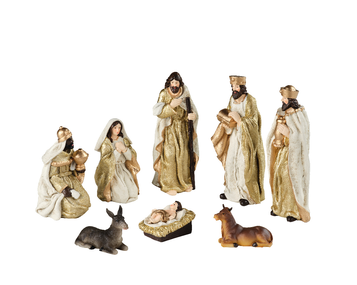 Decoris Kerstgroep poly 8 figuren multi 8st - 