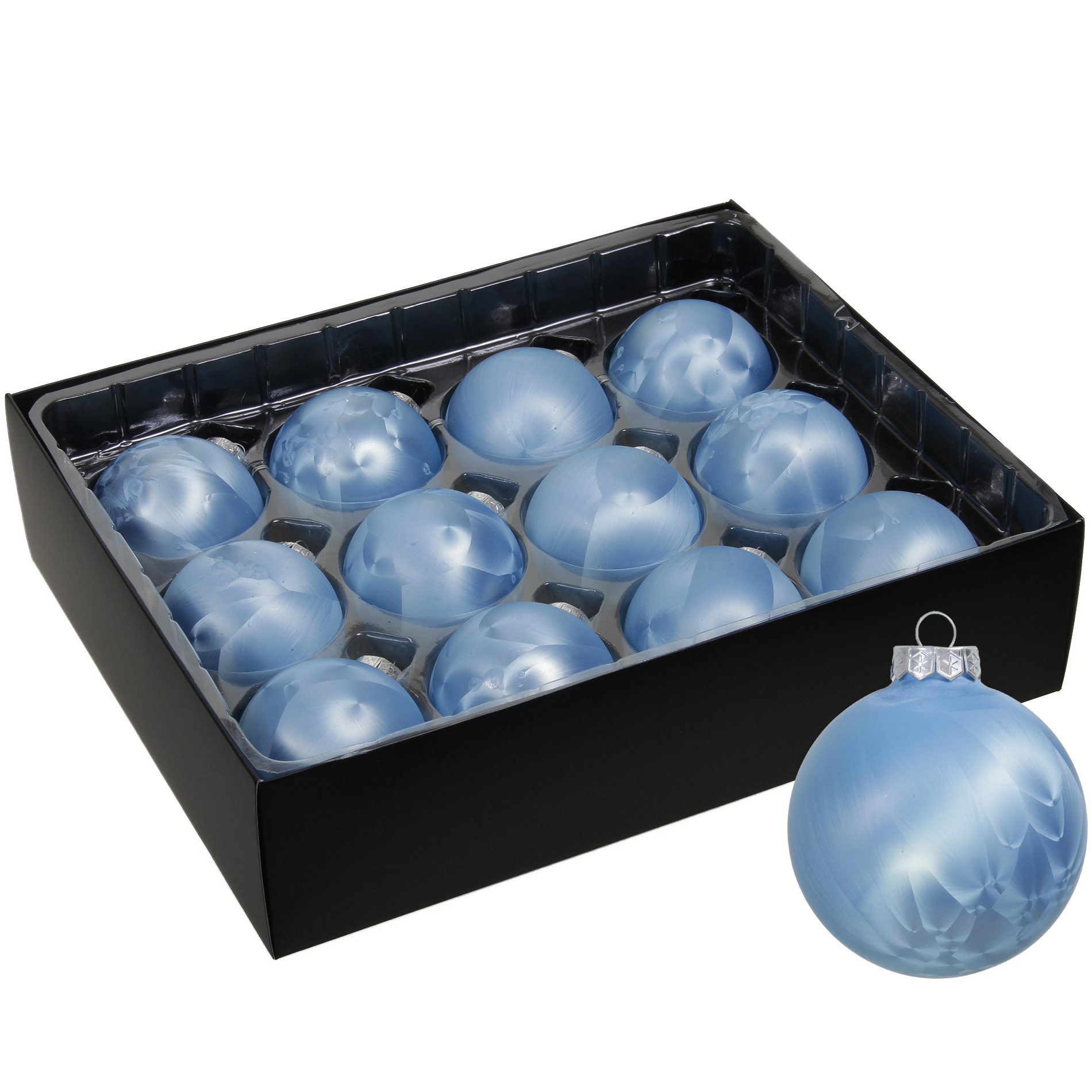 Othmar Decorations Luxe kerstballen - 12x - 6 cm - blauw - glas -