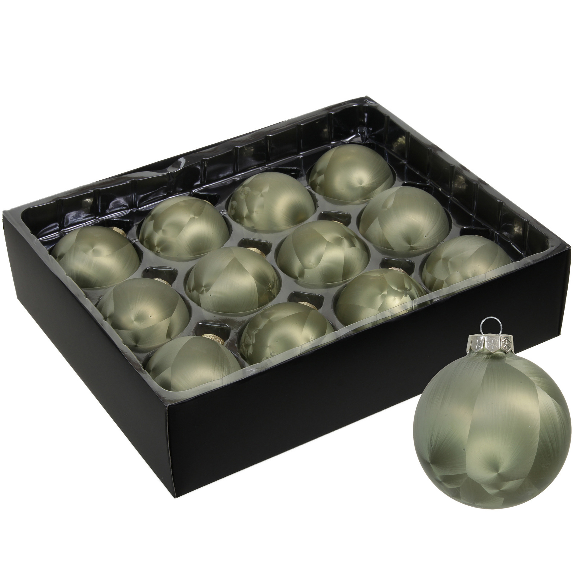 Othmar Decorations Luxe kerstballen - 12x - 6 cm - olijf groen - glas -