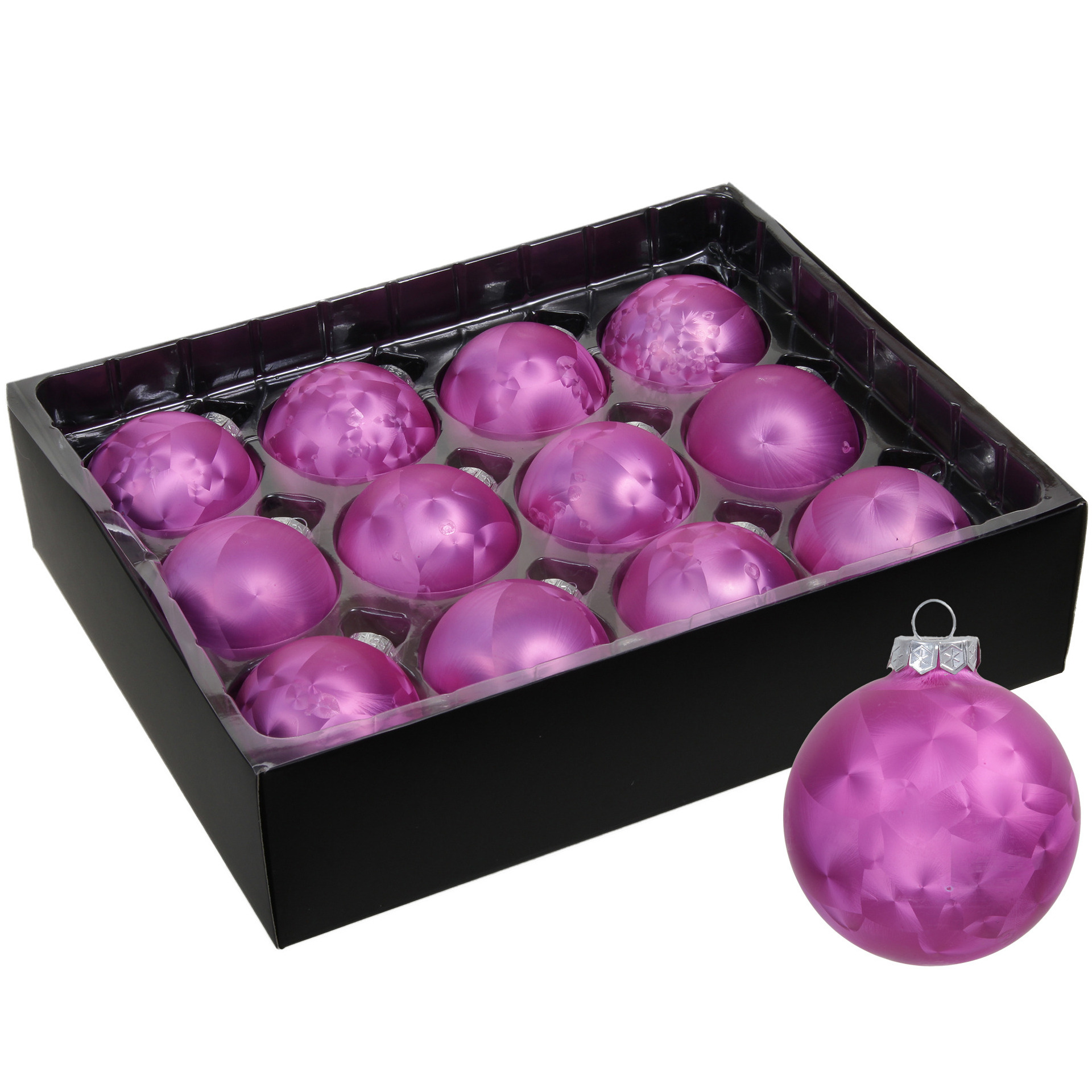 Othmar Decorations Luxe kerstballen - 12x - 6 cm - roze - glas -