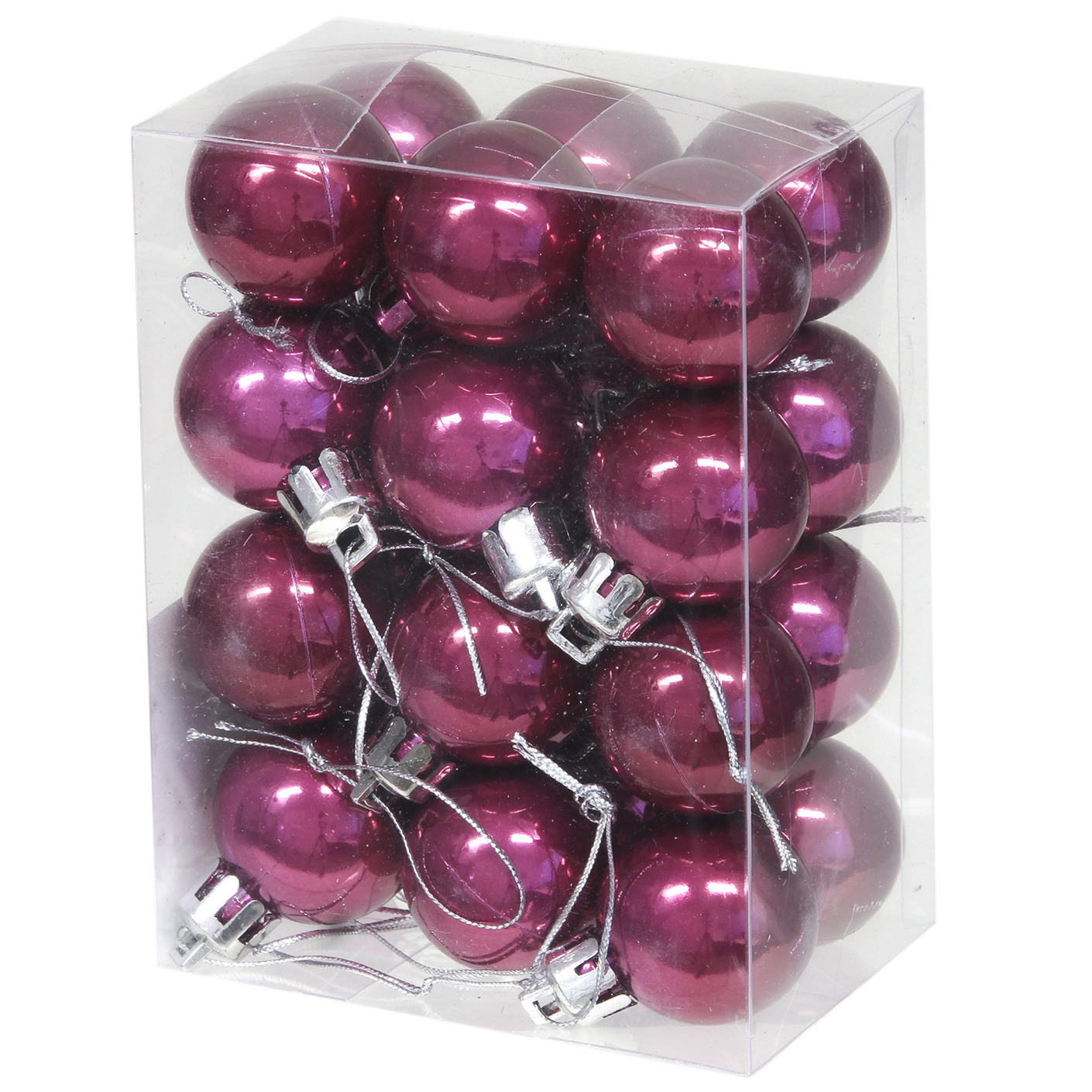 Othmar Decorations kerstballen - 24x - 3 cm -orchidee roze - kunststof -