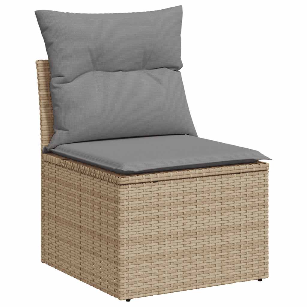 vidaXL 4-delige Loungeset met kussens poly rattan beige