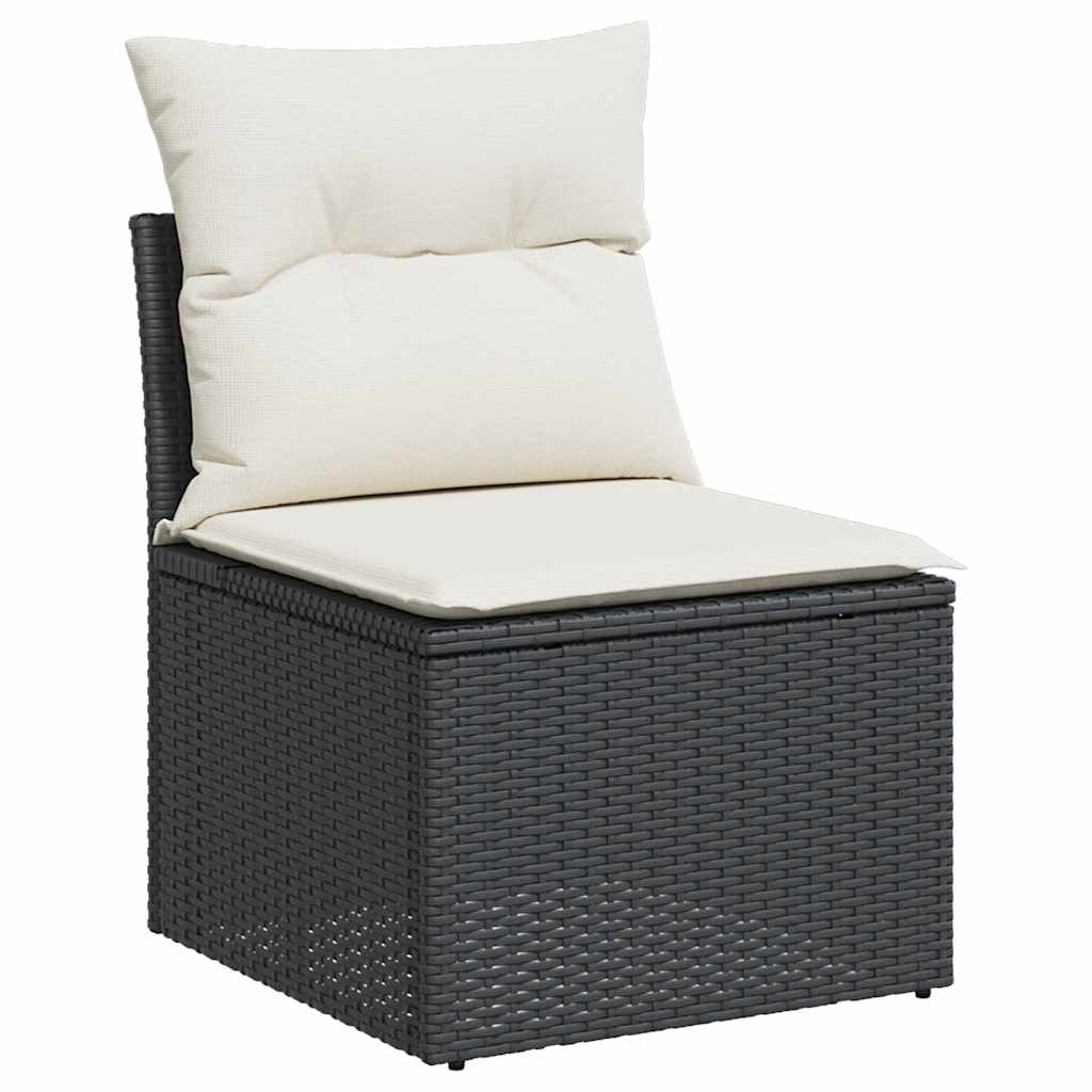 vidaXL 6-delige Loungeset met kussens poly rattan zwart