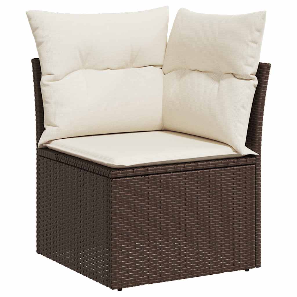 vidaXL 7-delige Loungeset met kussens poly rattan bruin