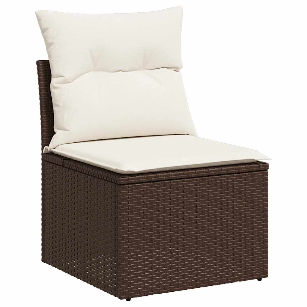 vidaXL 7-delige Loungeset met kussens poly rattan bruin