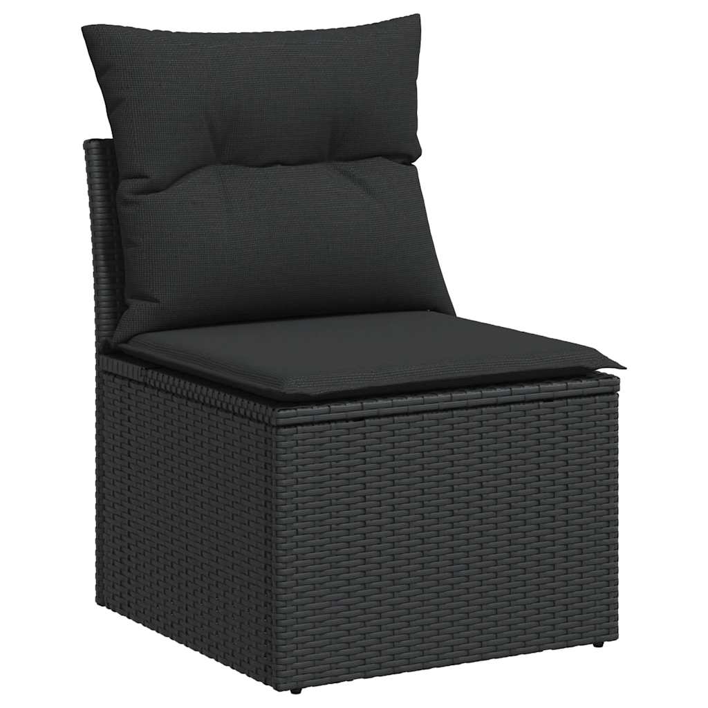 vidaXL 11-delige Loungeset met kussens poly rattan acacia zwart