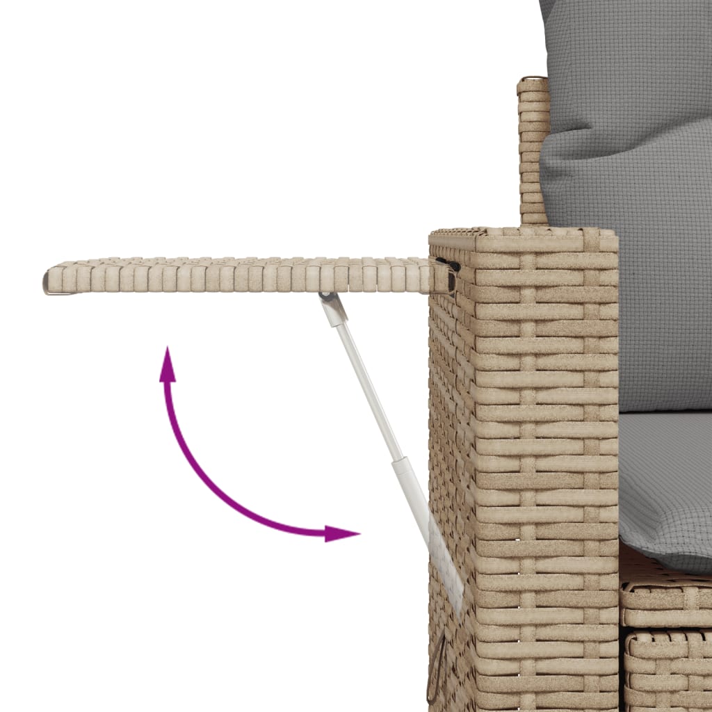 vidaXL 6-delige Loungeset met kussens poly rattan beige