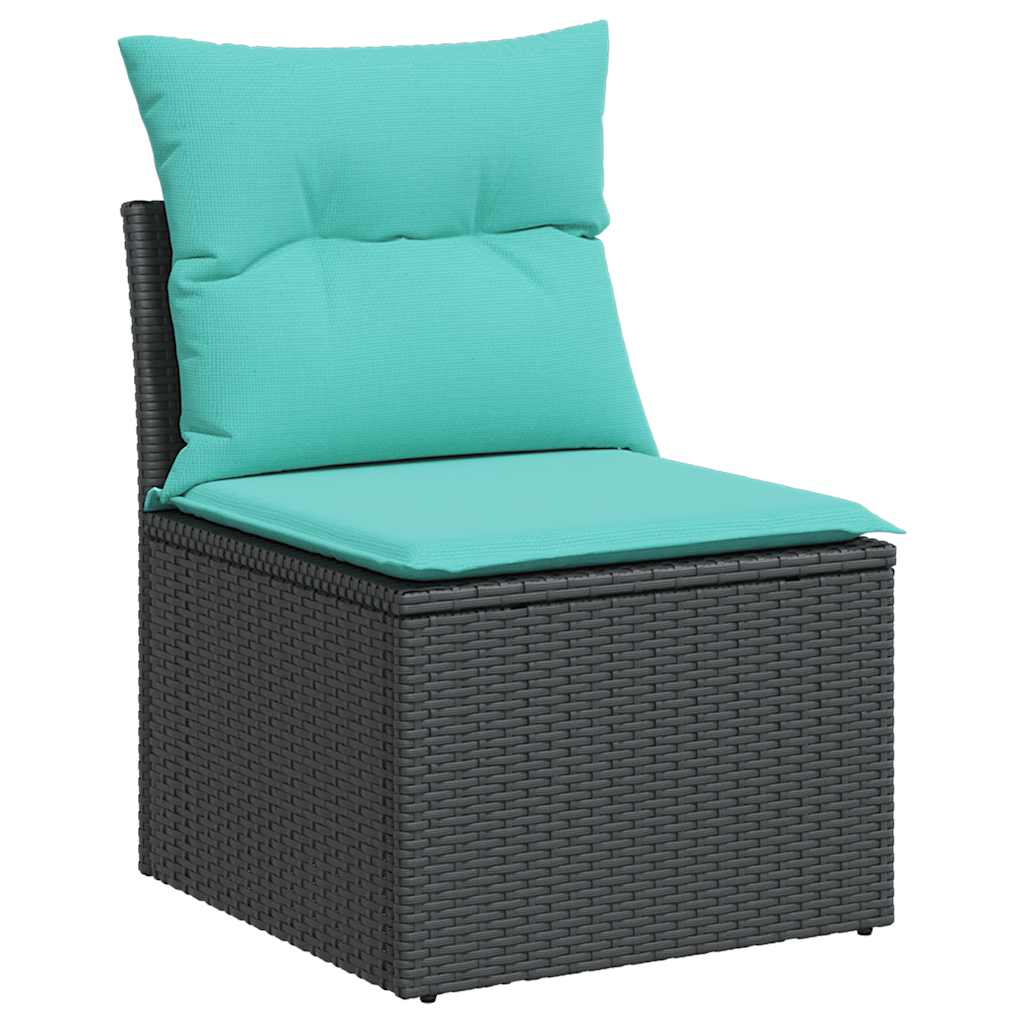 vidaXL 6-delige Loungeset met kussens poly rattan zwart