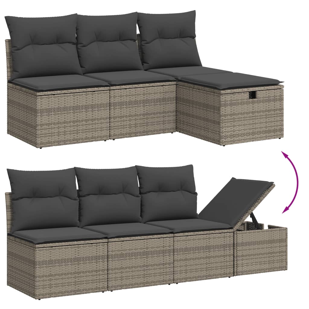 vidaXL 8-delige Loungeset met kussens poly rattan grijs