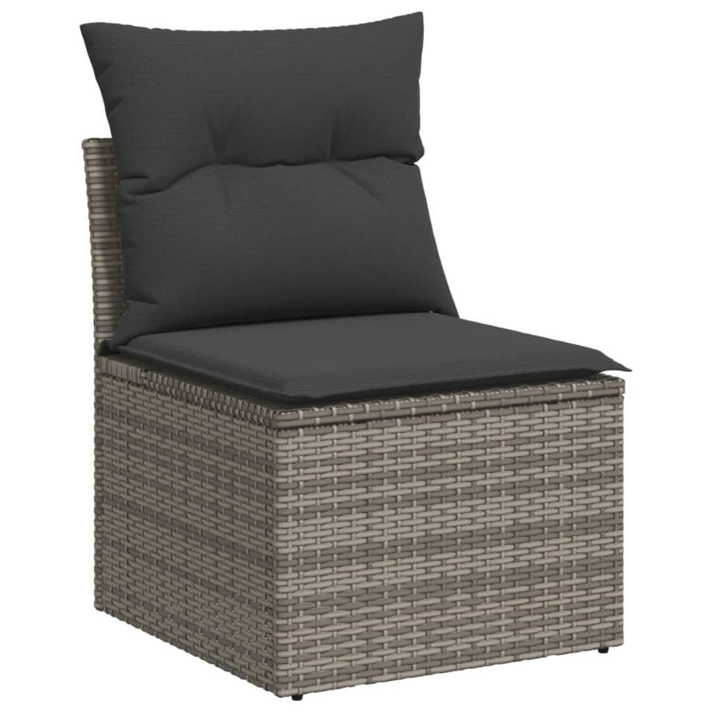 vidaXL 11-delige Loungeset met kussens poly rattan grijs