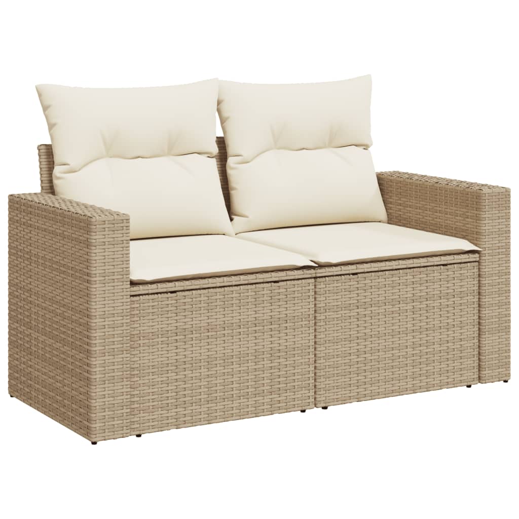 vidaXL 11-delige Tuinset met kussens poly rattan beige