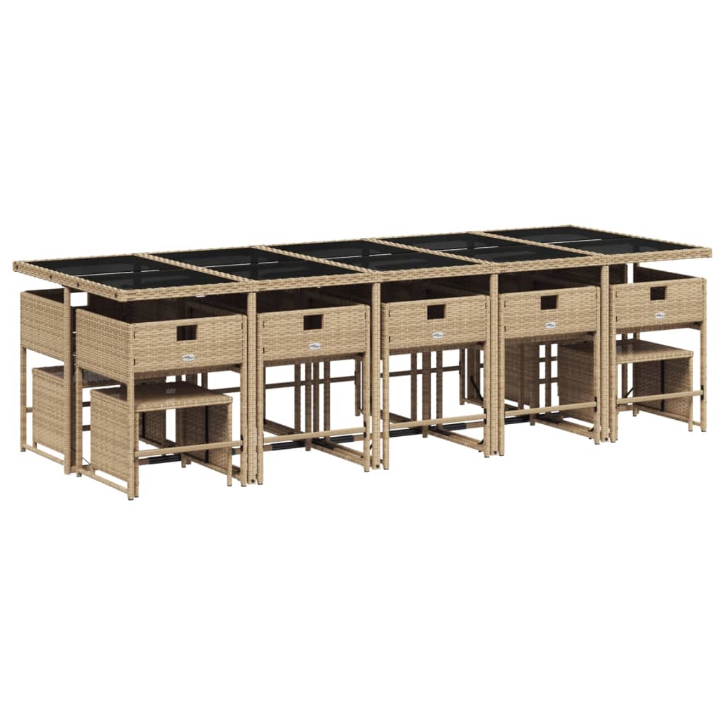 vidaXL 15-delige Tuinset met kussens poly rattan beige