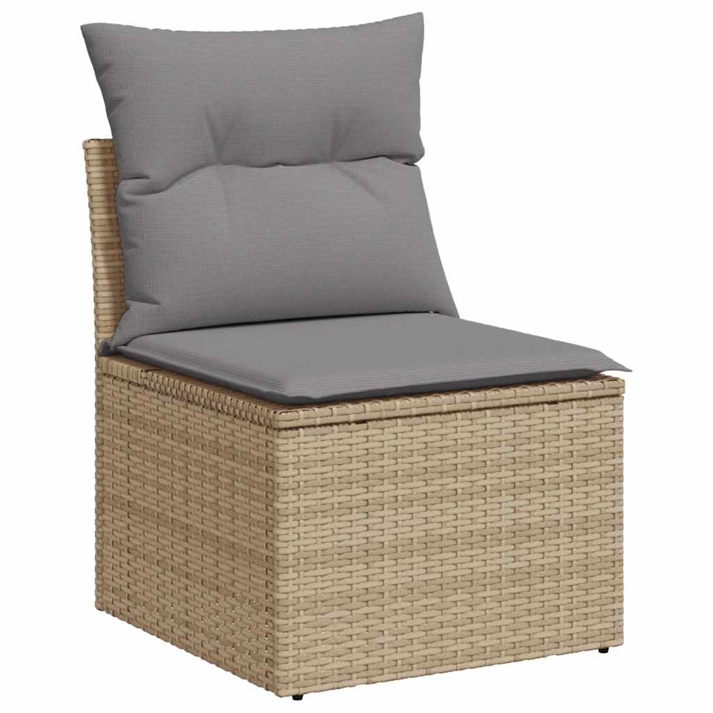 vidaXL 11-delige Tuinset met kussens poly rattan acacia beige