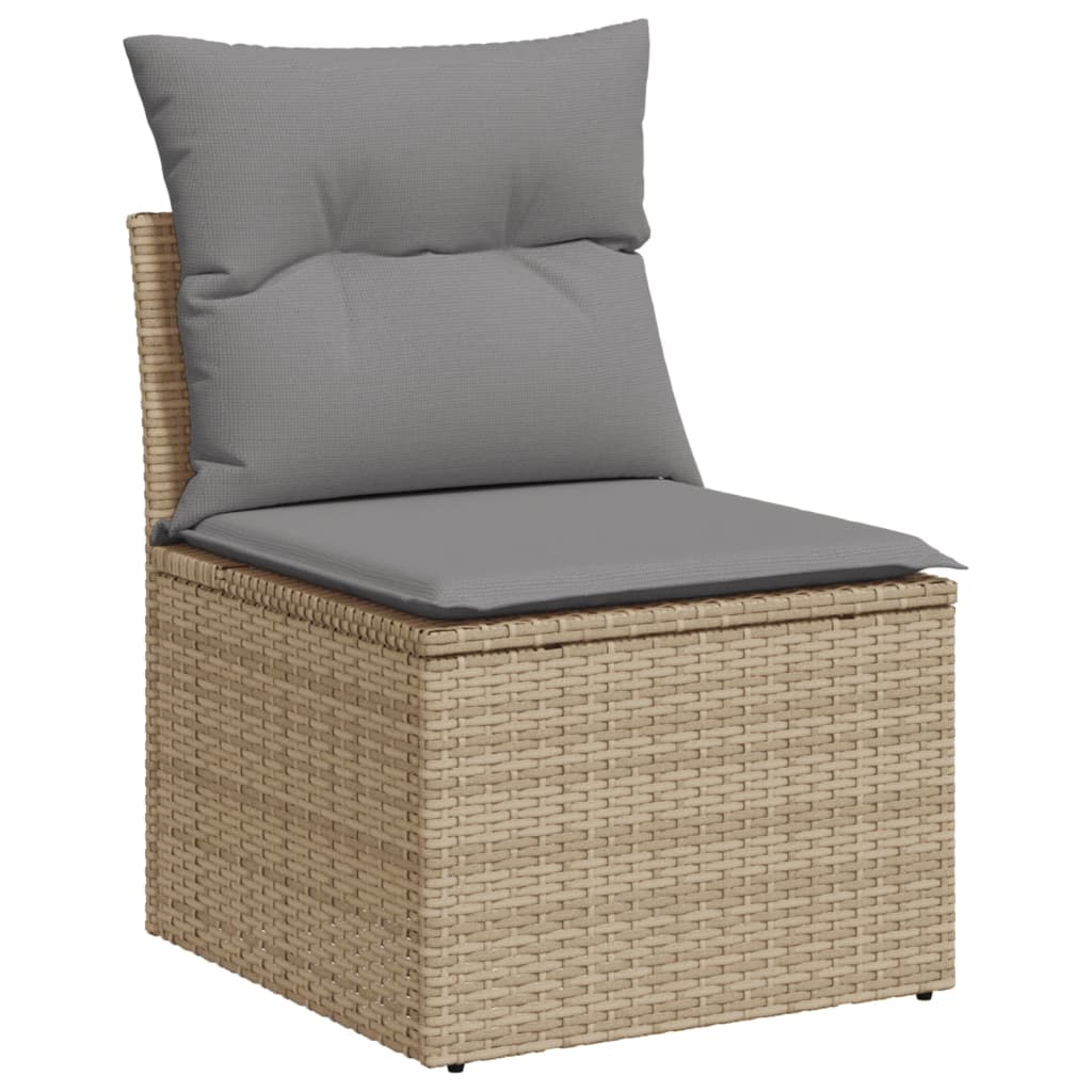 vidaXL 5-delige Loungeset met kussens poly rattan beige