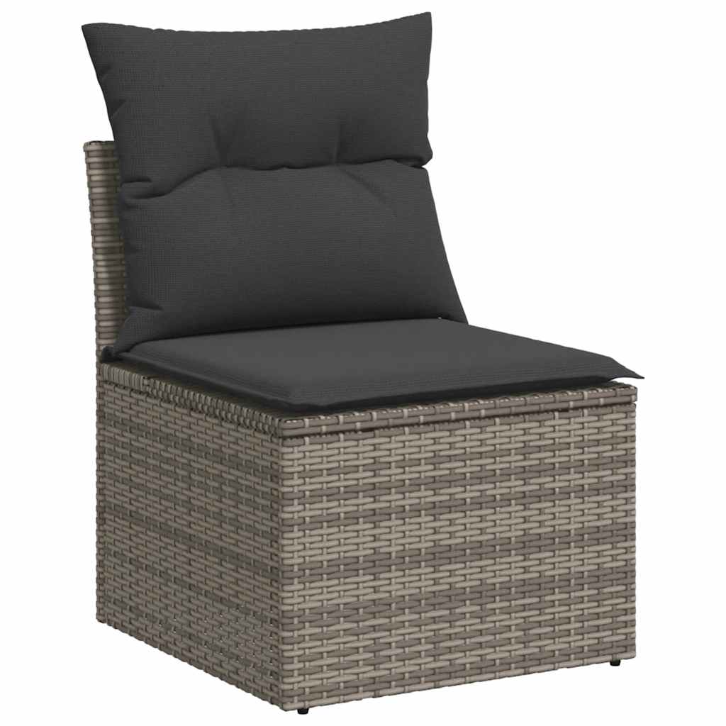 vidaXL 5-delige Loungeset met kussens poly rattan grijs