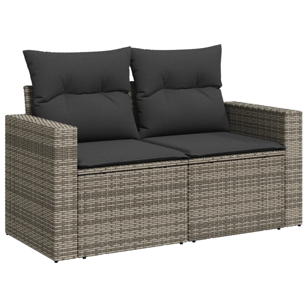 vidaXL 11-delige Loungeset met kussens poly rattan grijs