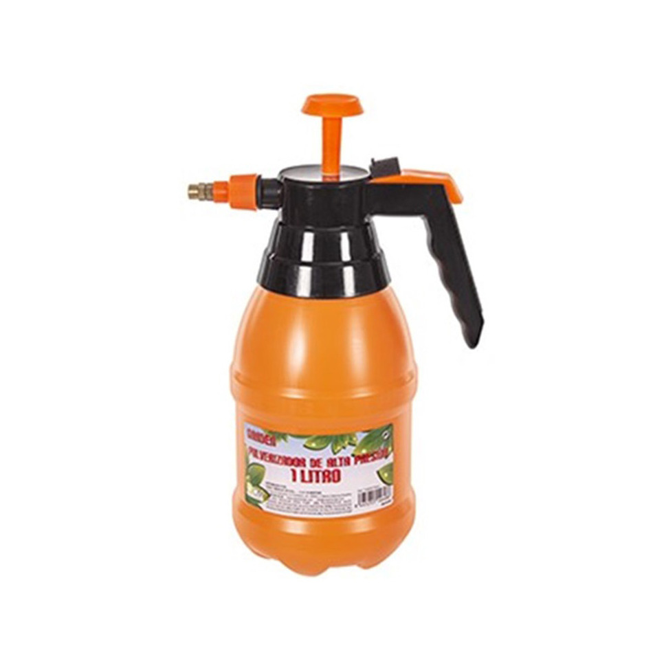 CM Plantenspuit met hoge druk sproeier/vernevelaar - kunststof - 1 liter - oranje - 28  -