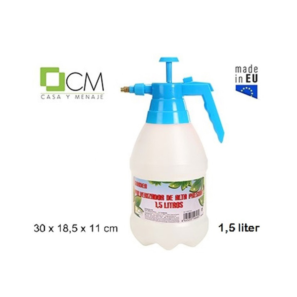 CM Plantenspuit met hoge druk sproeier/vernevelaar - kunststof - 1.5 liter - blauw/wit - 30  -