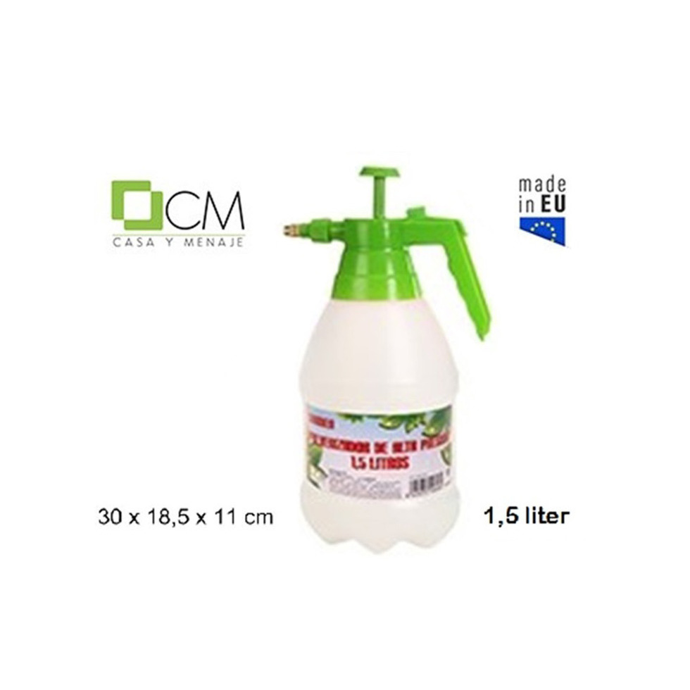 CM Plantenspuit met hoge druk sproeier/vernevelaar - kunststof - 1.5 liter - groen/wit - 30  -