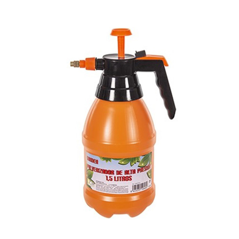 CM Plantenspuit met hoge druk sproeier/vernevelaar - kunststof - 1.5 liter - oranje - 30  -