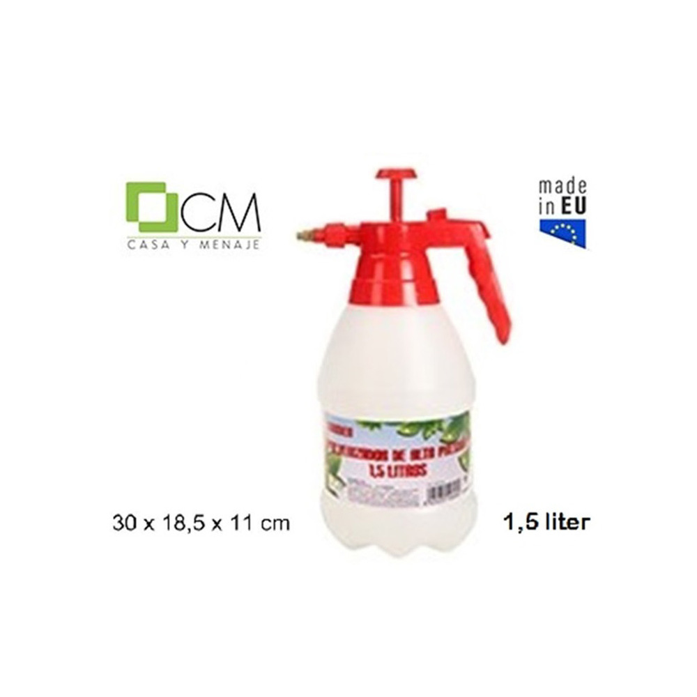 CM Plantenspuit met hoge druk sproeier/vernevelaar - kunststof - 1.5 liter - rood/wit - 30  -