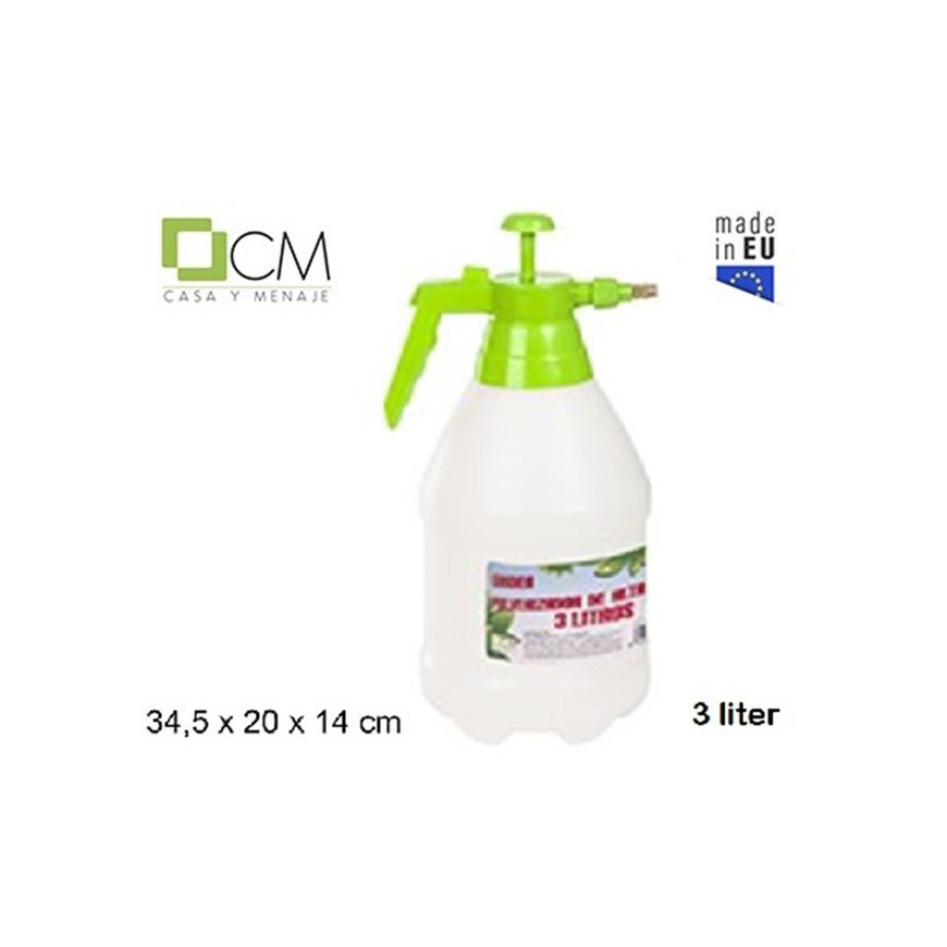 CM Plantenspuit met hoge druk sproeier/vernevelaar - kunststof - 3 liter - groen/wit -  -