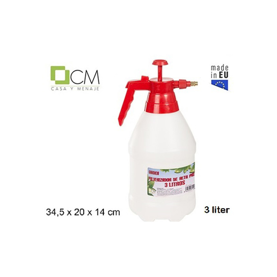 CM Plantenspuit met hoge druk sproeier/vernevelaar - kunststof - 3 liter - rood/wit -  -