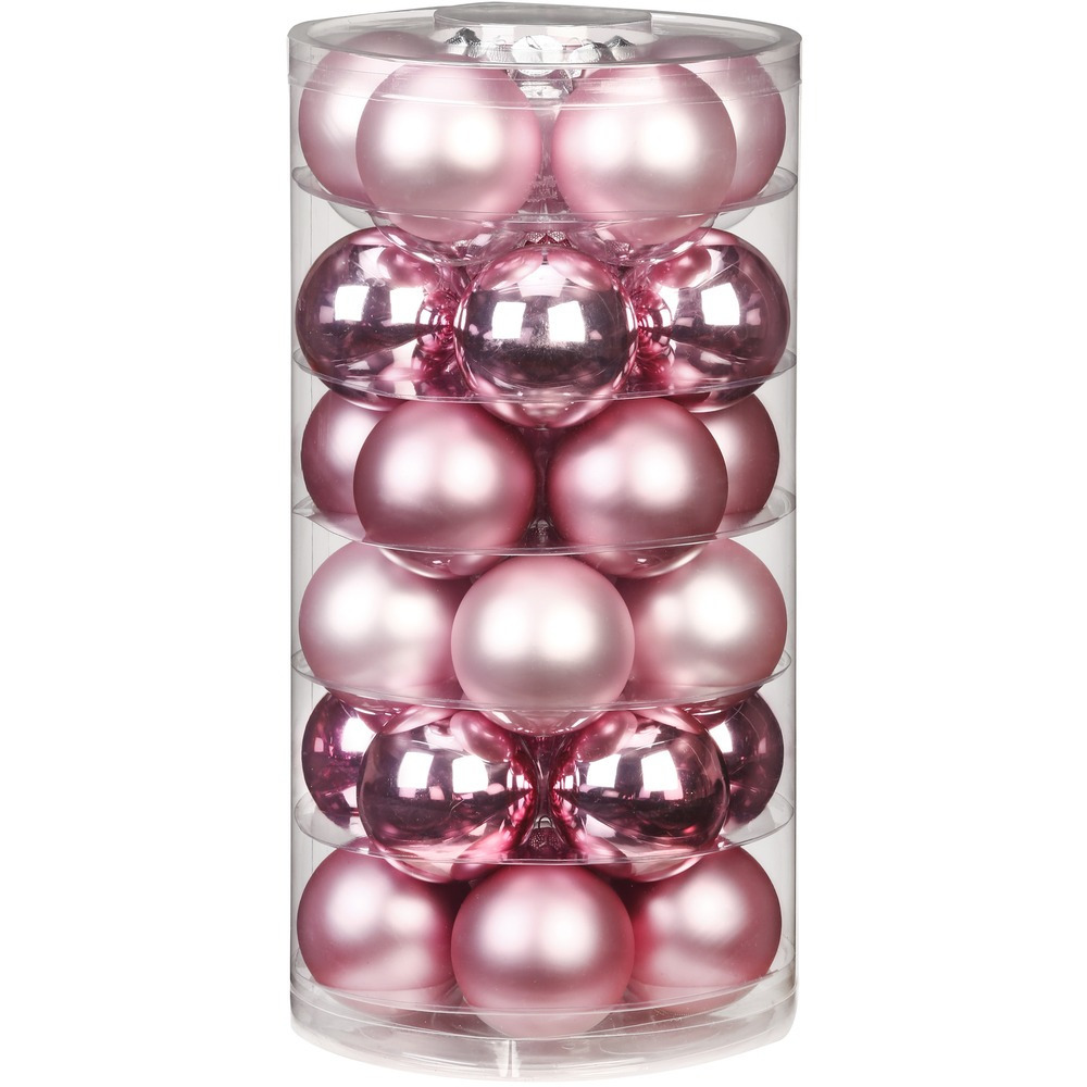 Christmas goods Kerstballen set - 30x stuks - roze - glas - 6 cm -