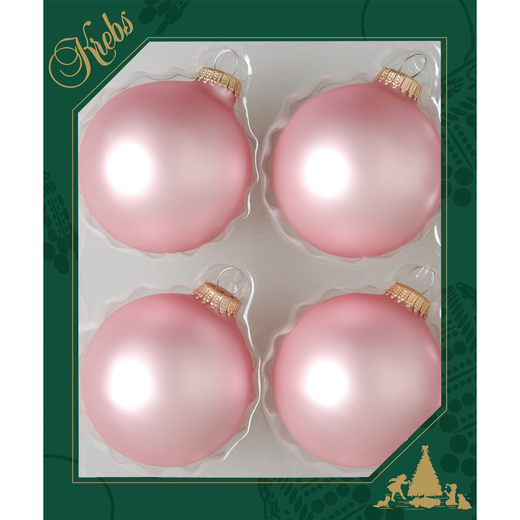 Krebs Kerstballen - 4x st - chic roze - 7 cm - glas - mat - kerstversiering -