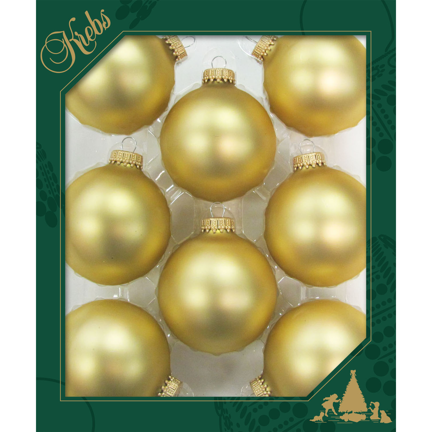 Krebs 8x stuks glazen kerstballen 7 cm chiffon goud -